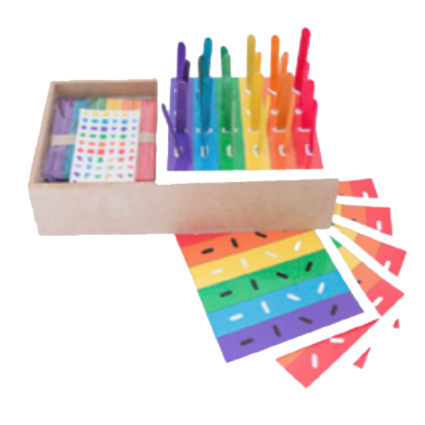 Caixa de palitos multicoloridos