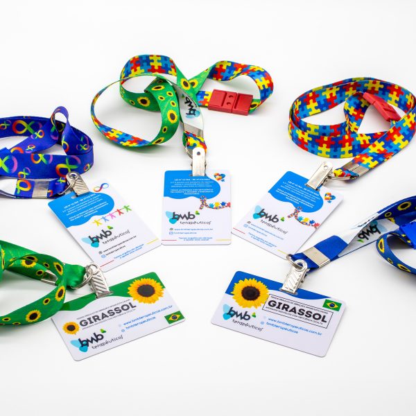 Kit Crachá E Cordão De Identificação Girassol e/ou Autismo