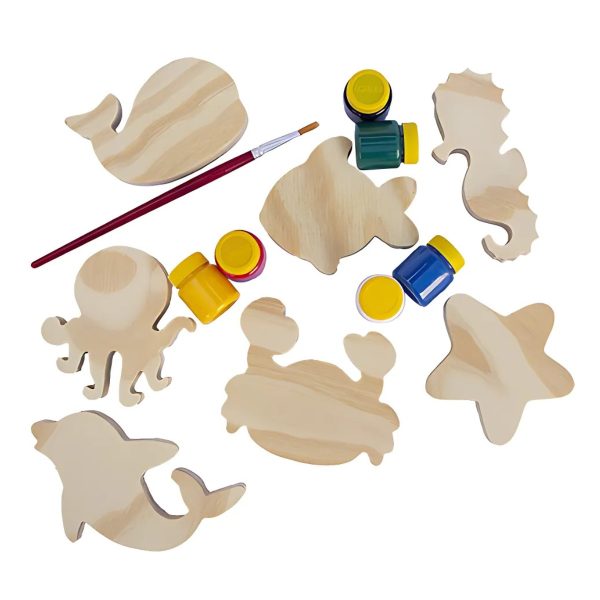 Kit Fundo do Mar para Colorir em MDF + Tinta e Pincel
