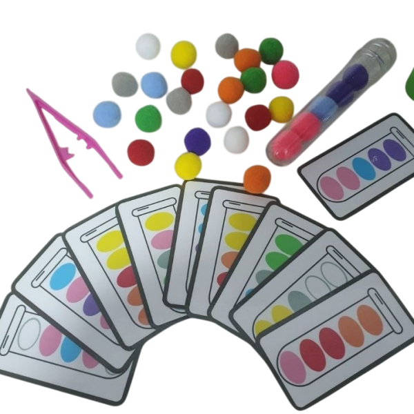 Jogo Da Sequencia: Pinça Tubete Pompom Cards Plastificados