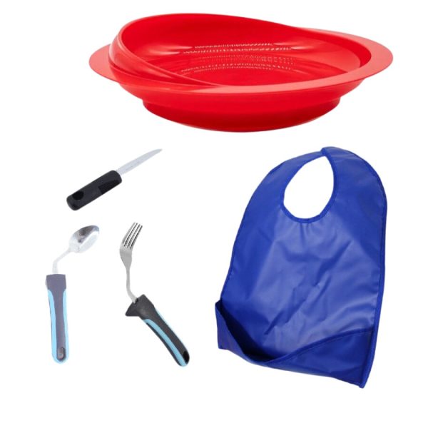 Kit Alimentacao Canhoto Talheres, Prato e Babador