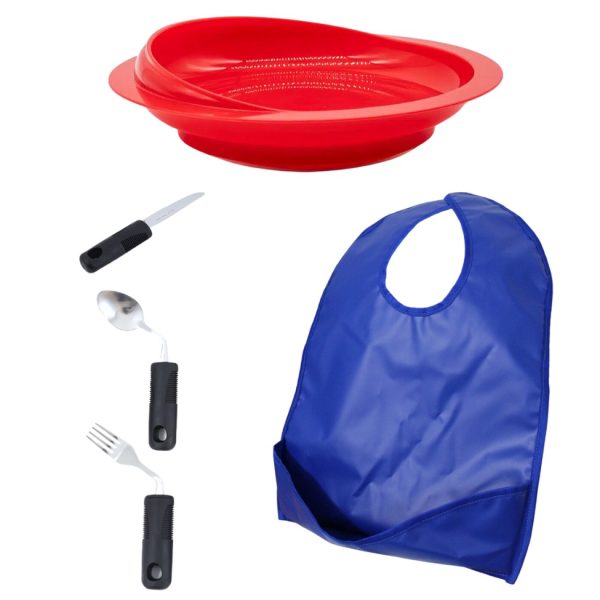 Kit Alimentação Destro Talheres, Prato e Babador